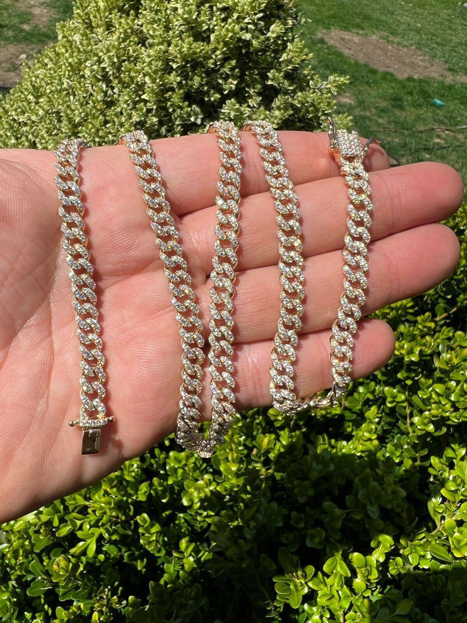 HarlemBling Solid 10k Gold Iced MOISSANITE 6mm Miami Cuban Chain Necklace Pass Diamond Test