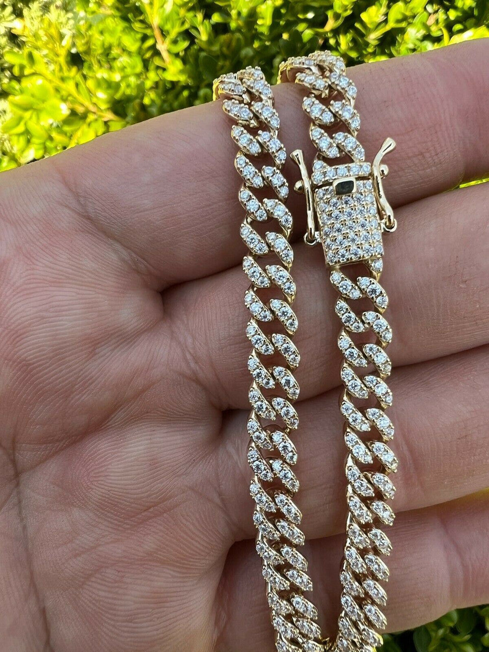HarlemBling Solid 10k Gold Iced MOISSANITE 6mm Miami Cuban Chain Necklace Pass Diamond Test