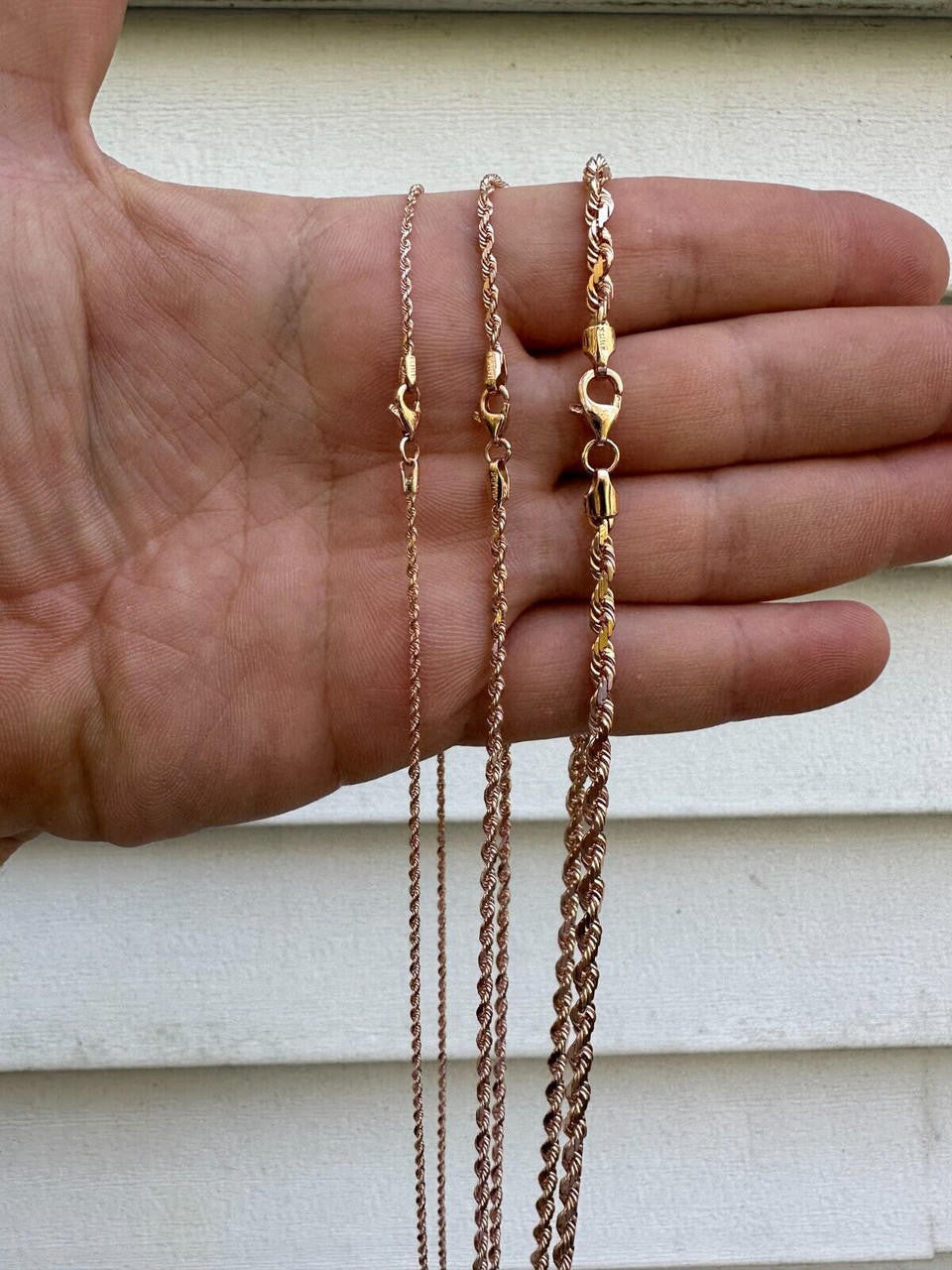 HarlemBling Solid 14k Rose Gold Men's Women's Real Rope Chain Necklace 1.5mm-4mm