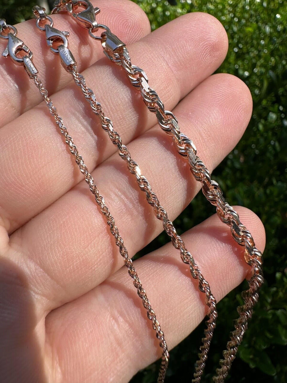 HarlemBling Solid 14k Rose Gold Men's Women's Real Rope Chain Necklace 1.5mm-4mm