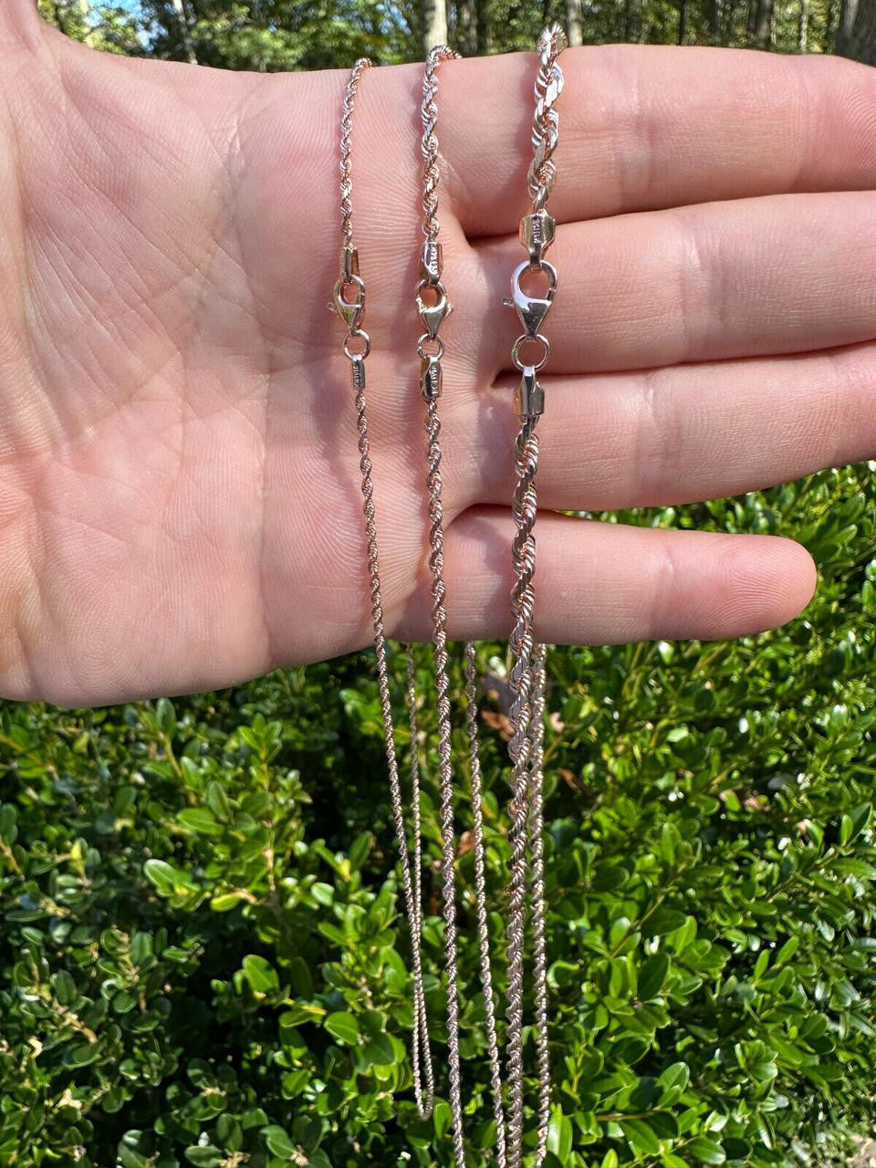 HarlemBling Solid 14k Rose Gold Men's Women's Real Rope Chain Necklace 1.5mm-4mm