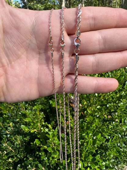 HarlemBling Solid 14k Rose Gold Men's Women's Real Rope Chain Necklace 1.5mm-4mm