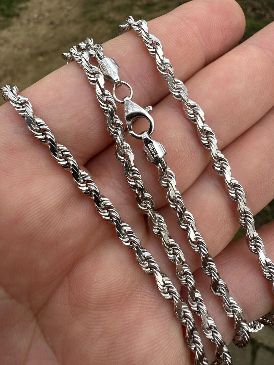 HarlemBling Solid 14k White Gold Men's Women's Real Rope Chain Necklace 1.5mm-4mm