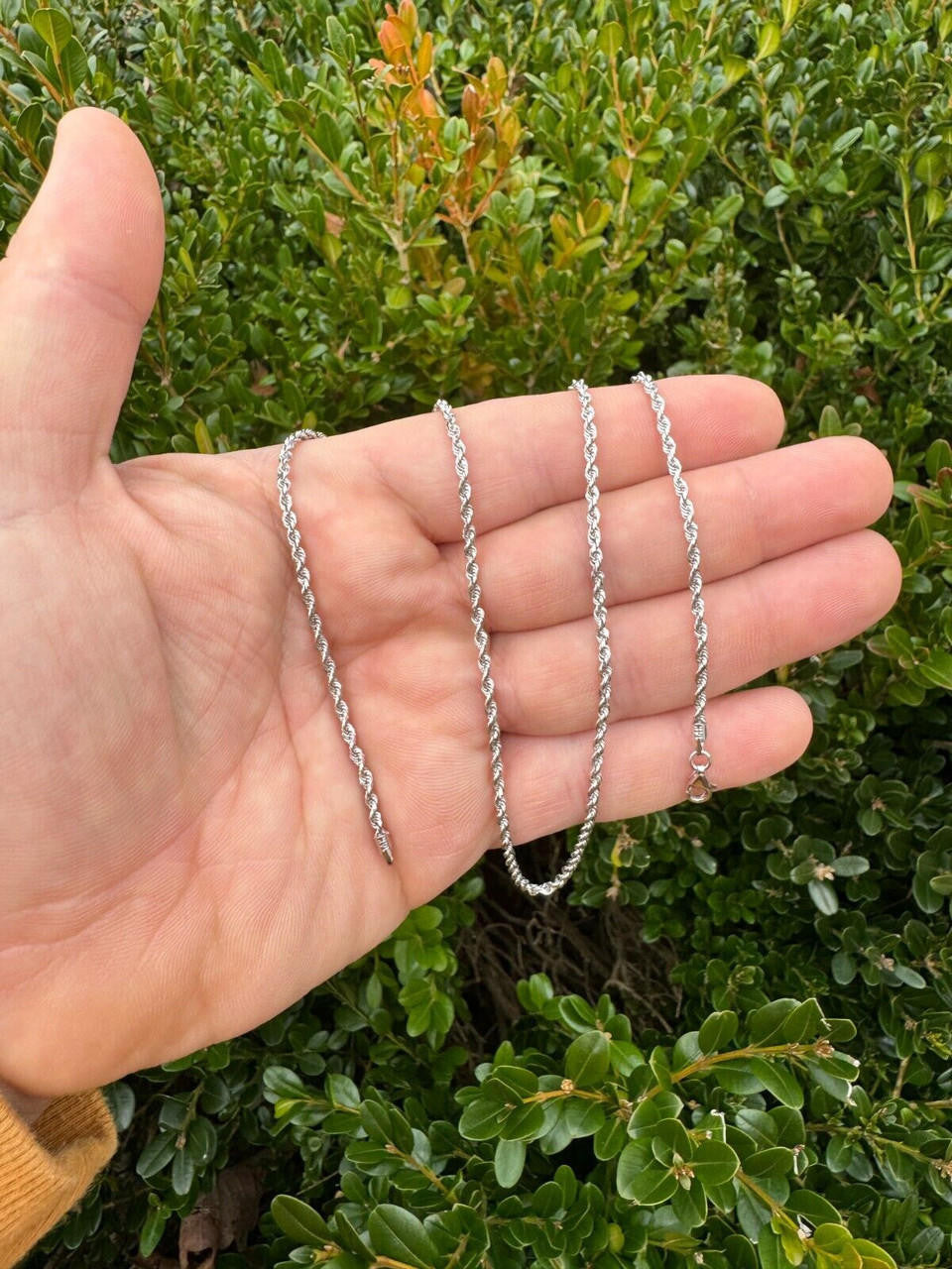 HarlemBling Solid 14k White Gold Men's Women's Real Rope Chain Necklace 1.5mm-4mm