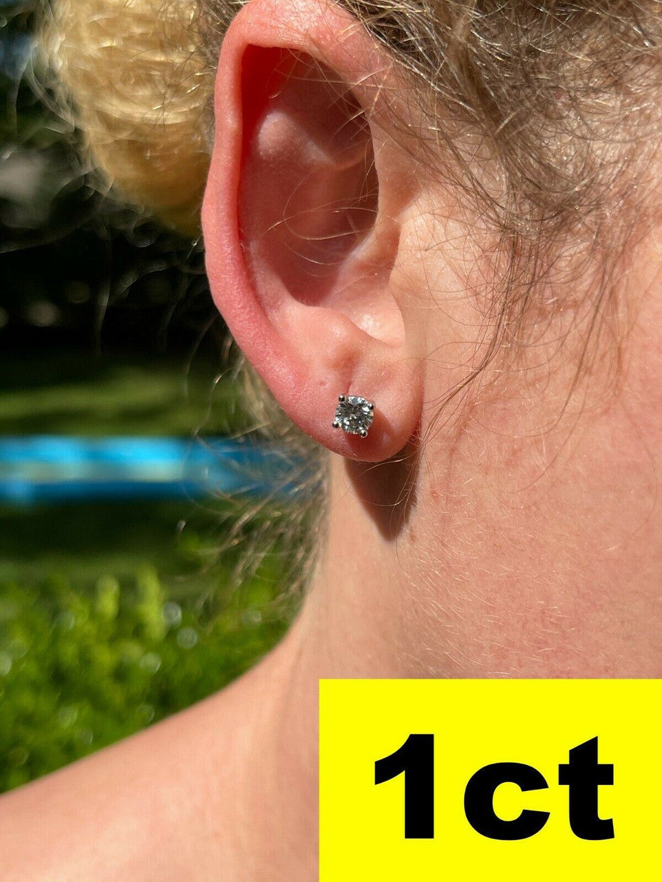 HarlemBling Solid 14k White Gold Real Moissanite Stud Earrings Passes Diamond Tester 0.2-8ct