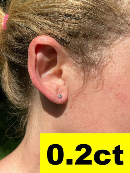 HarlemBling Solid 14k White Gold Real Moissanite Stud Earrings Passes Diamond Tester 0.2-8ct