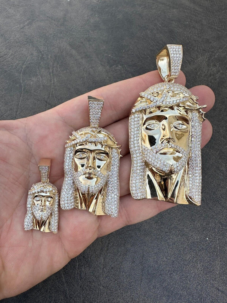 HarlemBling Solid 14k Yellow Gold Real Diamond Jesus Piece Pendant - Iced Hip Hop Necklace