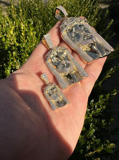 HarlemBling Solid 14k Yellow Gold Real Diamond Jesus Piece Pendant - Iced Hip Hop Necklace