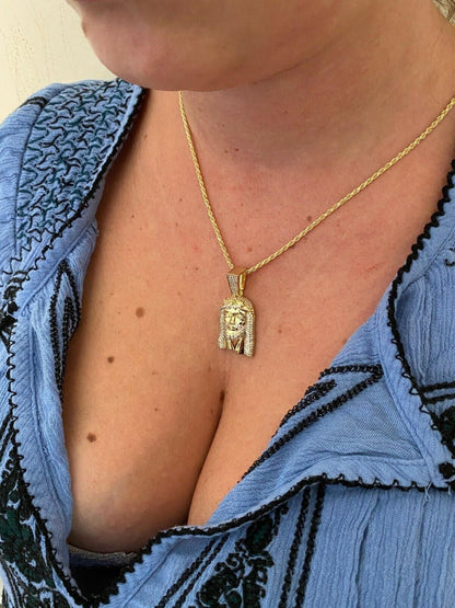 HarlemBling Solid 14k Yellow Gold Real Diamond Jesus Piece Pendant - Iced Hip Hop Necklace
