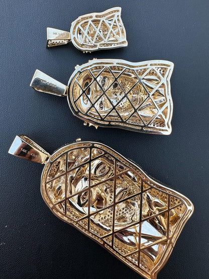 HarlemBling Solid 14k Yellow Gold Real Diamond Jesus Piece Pendant - Iced Hip Hop Necklace