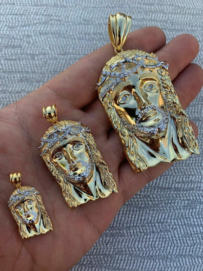 HarlemBling Solid 925 Silver 14k Gold Jesus Piece Pendant