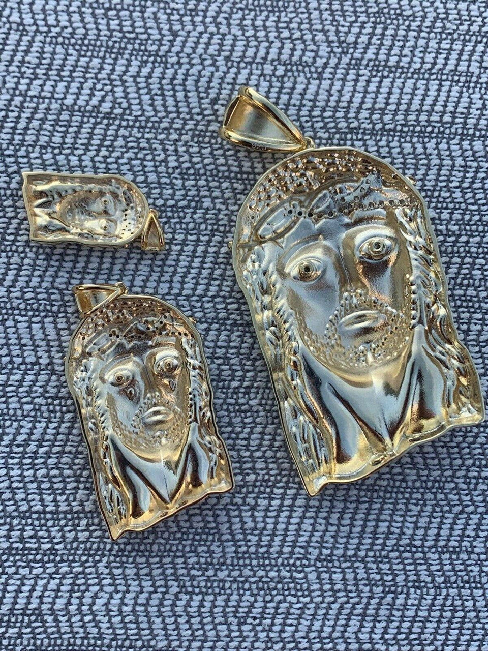 HarlemBling Solid 925 Silver 14k Gold Jesus Piece Pendant