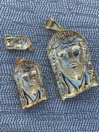 HarlemBling Solid 925 Silver 14k Gold Jesus Piece Pendant