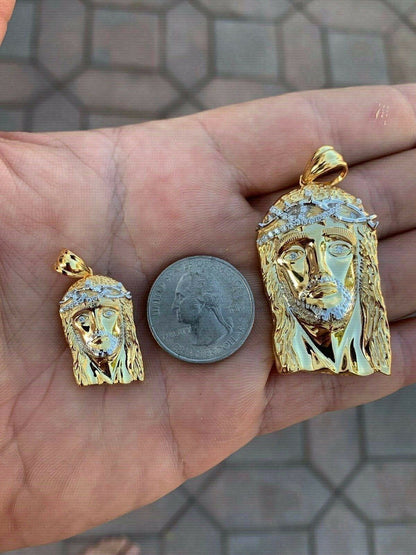 HarlemBling Solid 925 Silver 14k Gold Jesus Piece Pendant