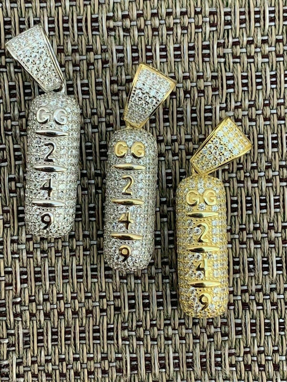 Solid 925 Silver 14k Gold Plated XANAX Pill Bar Pendant Necklace