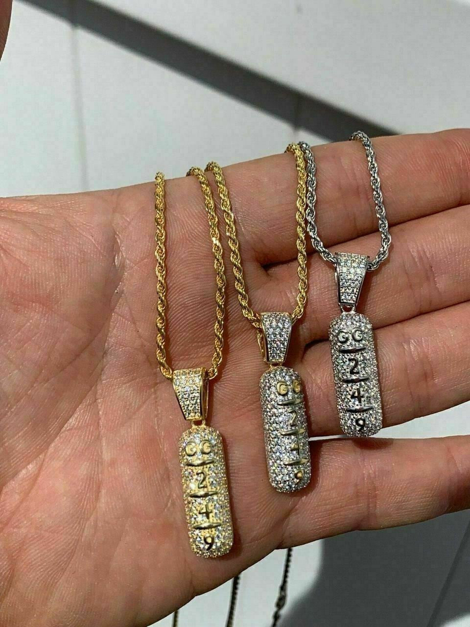 Solid 925 Silver 14k Gold Plated XANAX Pill Bar Pendant Necklace