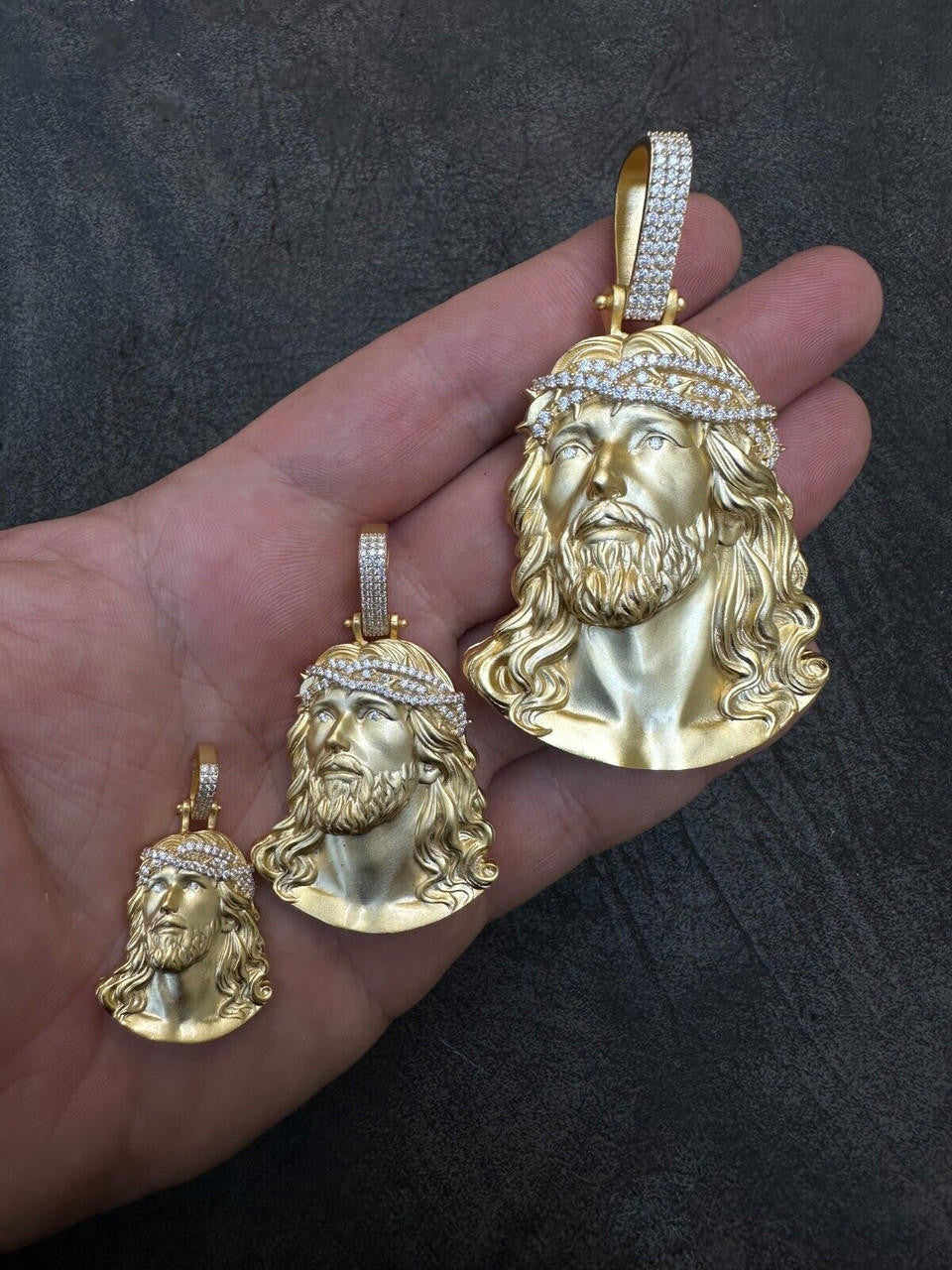 HarlemBling Solid 925 Silver 14k Gold Vermeil MOISSANITE Jesus Piece Iced Pendant Necklace