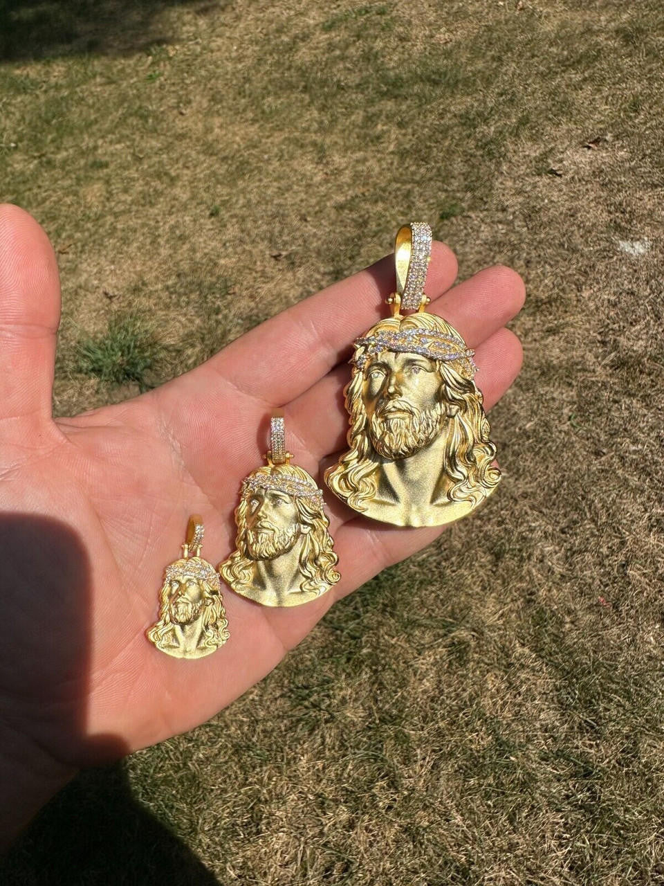 HarlemBling Solid 925 Silver 14k Gold Vermeil MOISSANITE Jesus Piece Iced Pendant Necklace