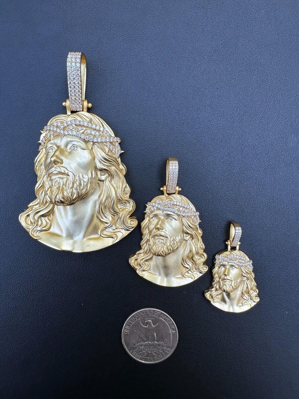 HarlemBling Solid 925 Silver 14k Gold Vermeil MOISSANITE Jesus Piece Iced Pendant Necklace