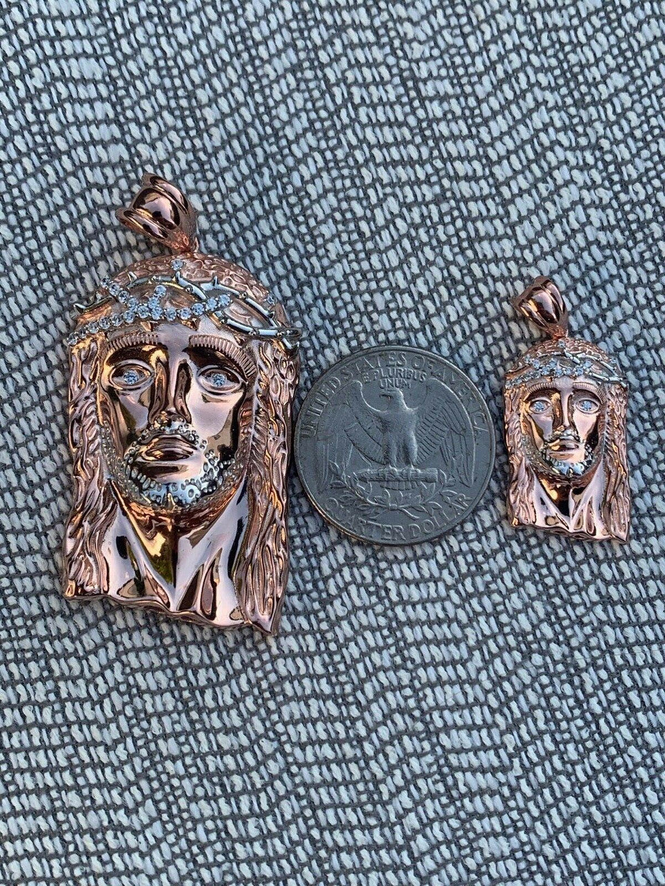 HarlemBling Solid 925 Silver 14k Rose Gold Finish Jesus Piece ITALY Necklace HIPHOP Real Icy