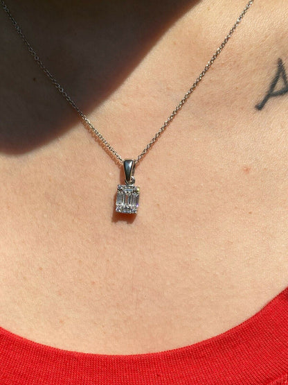 HarlemBling Solid 925 Silver Baguette Diamond Ring Pendant Necklace and Earrings Jewelry Set