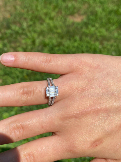 HarlemBling Solid 925 Silver Baguette Diamond Ring Pendant Necklace and Earrings Jewelry Set