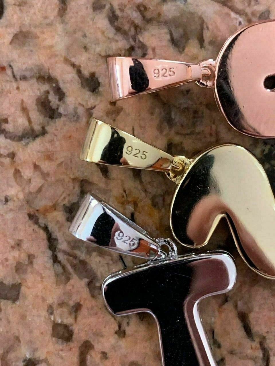 HarlemBling Solid 925 Silver Bubble Letters Initial Pendant CZ Super Icy A - Z Mens Ladies