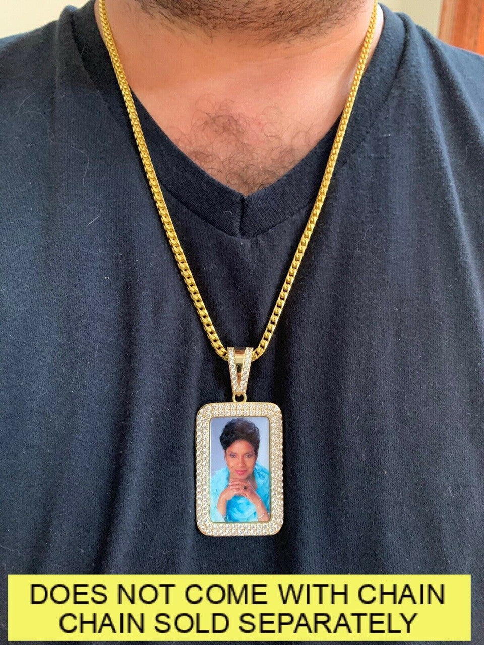 HarlemBling Solid 925 Silver Custom Hip Hip Photo Pendant Dog Tag Iced CZ Picture Memory Pic