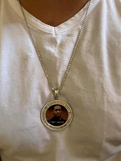 HarlemBling Solid 925 Silver Custom HipHop Photo Pendant Iced Memory Medallion Gold Large 2