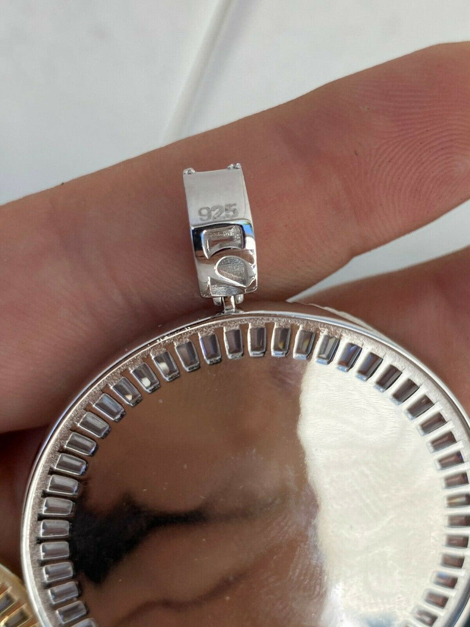 HarlemBling Solid 925 Silver Custom HipHop Photo Pendant Iced Memory Medallion Gold Large 2