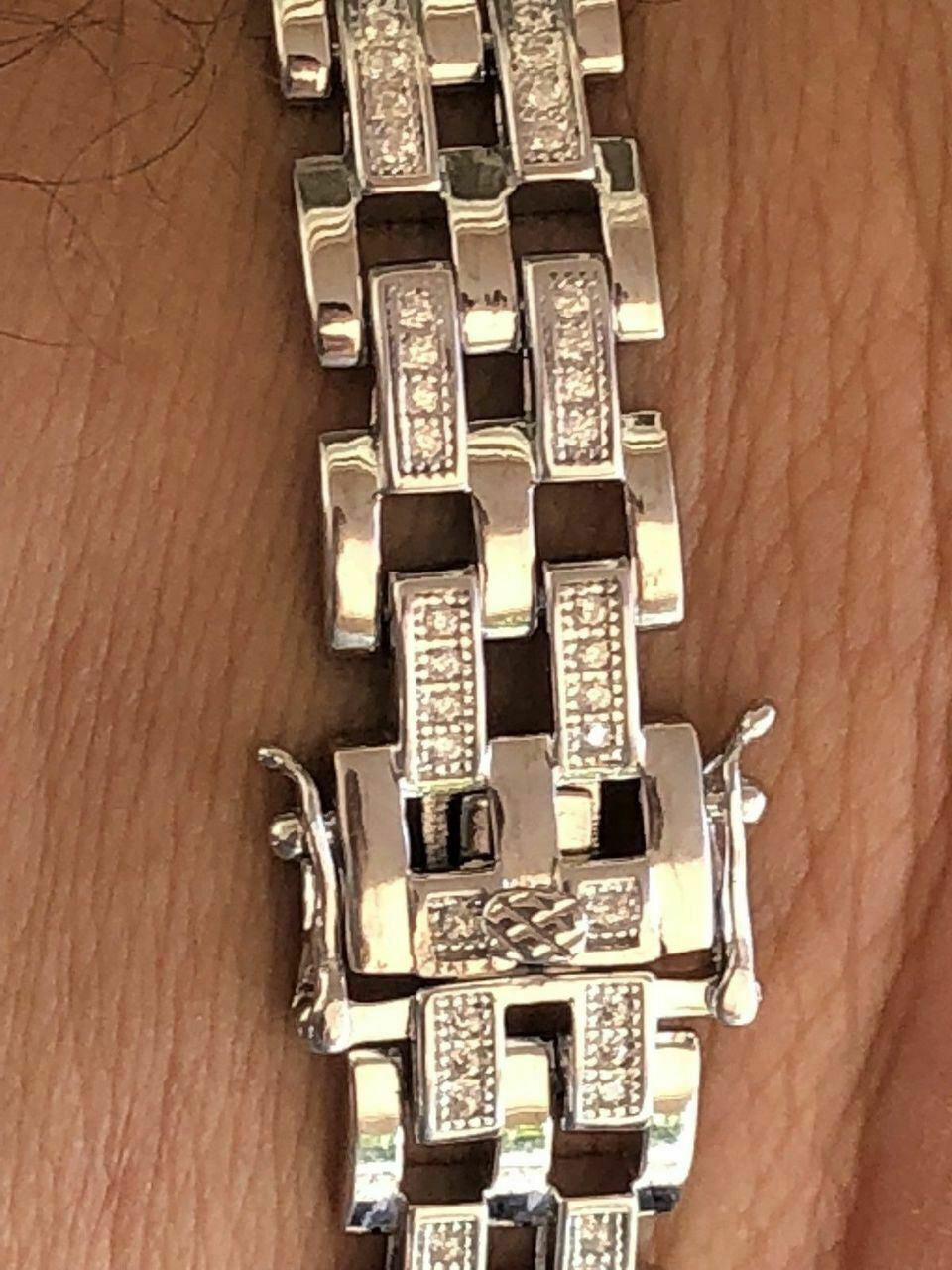 HarlemBling Solid 925 Silver Diamonds Real Iced Hop Mens Presidential Bracelet Custom