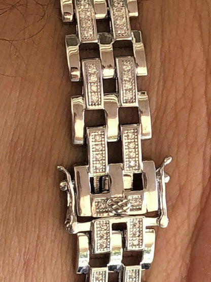 HarlemBling Solid 925 Silver Diamonds Real Iced Hop Mens Presidential Bracelet Custom