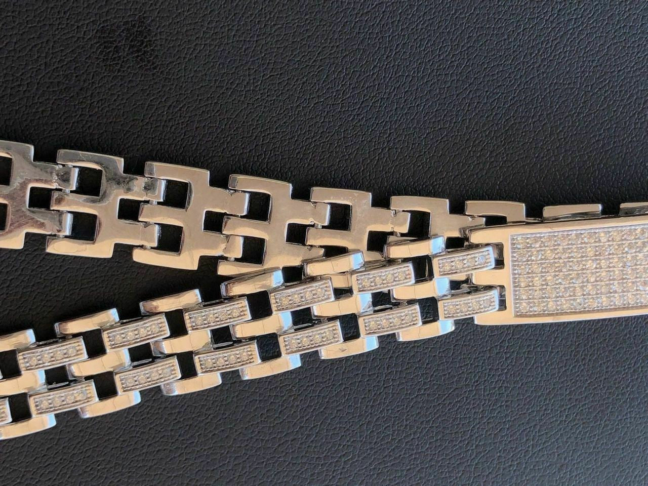 HarlemBling Solid 925 Silver Diamonds Real Iced Hop Mens Presidential Bracelet Custom