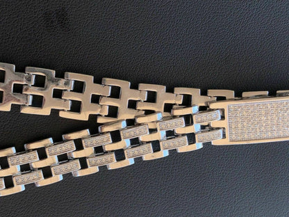 HarlemBling Solid 925 Silver Diamonds Real Iced Hop Mens Presidential Bracelet Custom