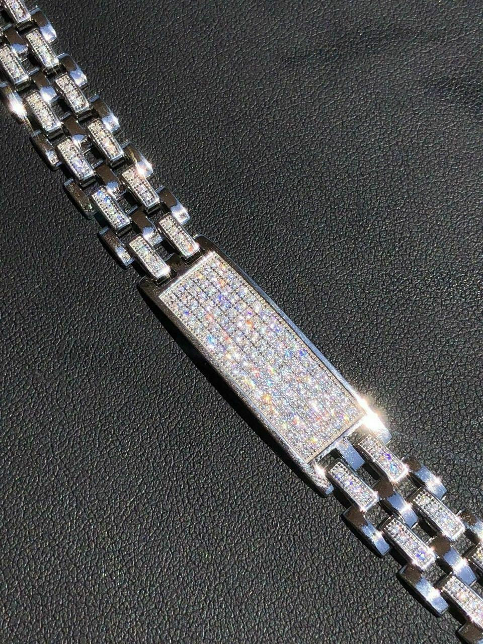 HarlemBling Solid 925 Silver Diamonds Real Iced Hop Mens Presidential Bracelet Custom