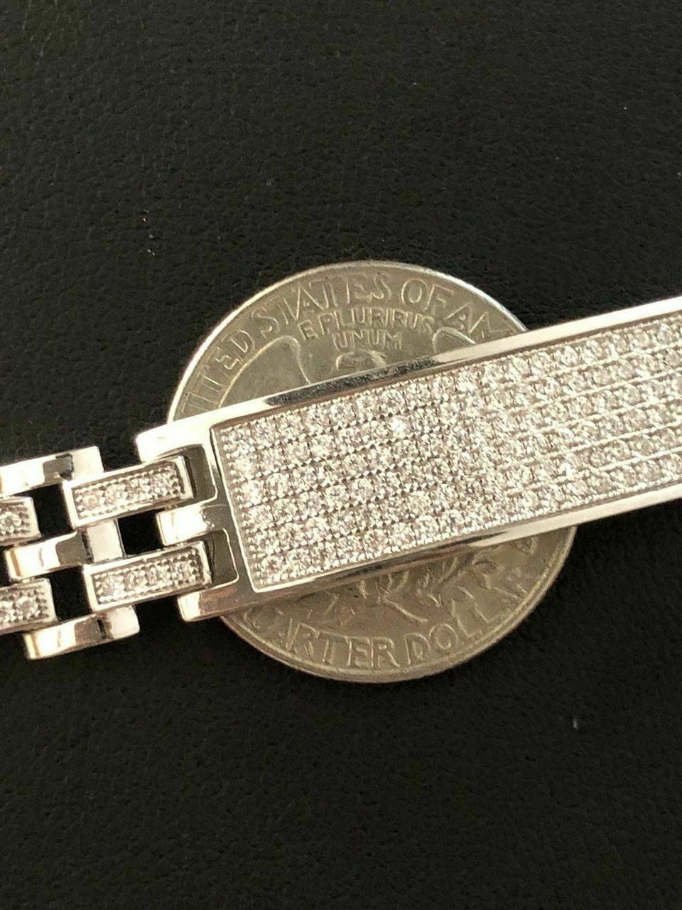 HarlemBling Solid 925 Silver Diamonds Real Iced Hop Mens Presidential Bracelet Custom