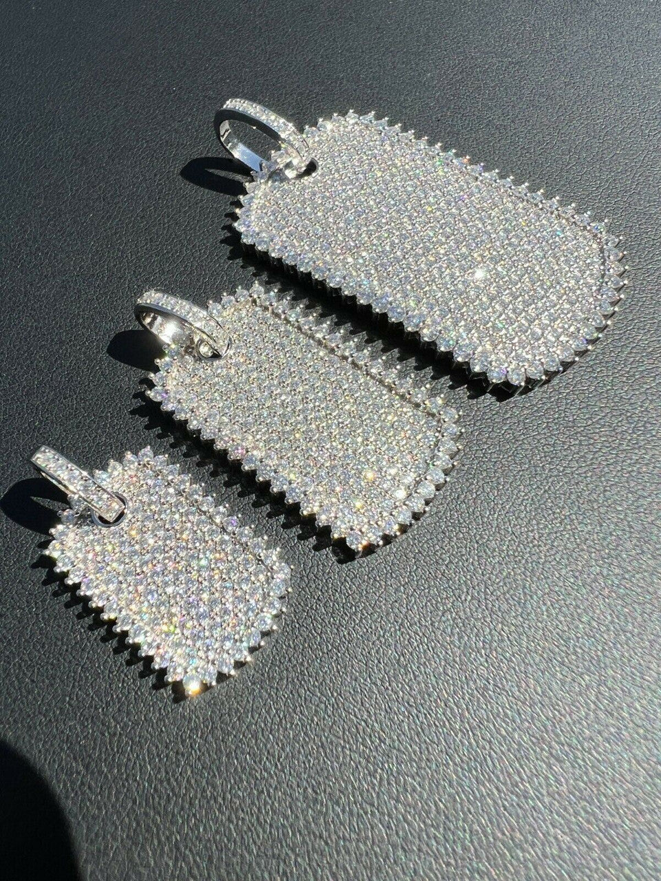 Iced Out Dog Tag Pendant Necklace, Gold Silver Plated Hip Hop Iced Out Dog Tag Pendant Necklace, Gold Silver Plated Hip Hop