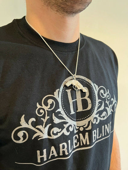 HarlemBling Solid 925 Silver / Gold Iced Diamond Pistol Revolver Gun HipHop Pendant Necklace