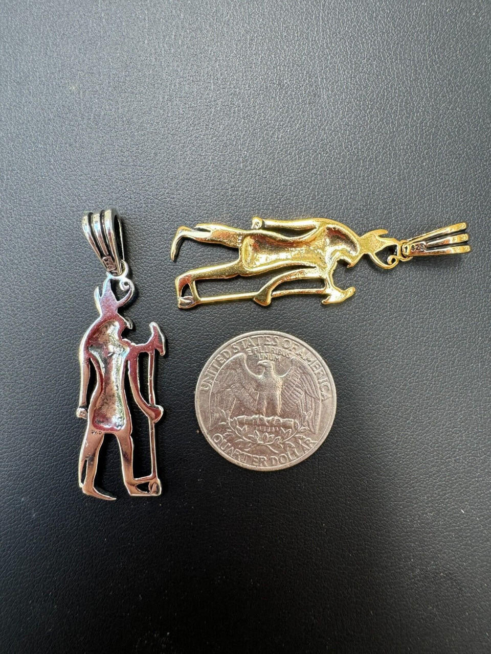 HarlemBling Solid 925 Silver / Gold Oxidized Ancient Egyptian God Horus Pendant Necklace