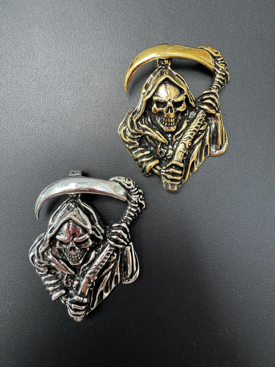 HarlemBling Solid 925 Silver / Gold Plated Grim Reaper Death Santa Muerte Pendant Necklace