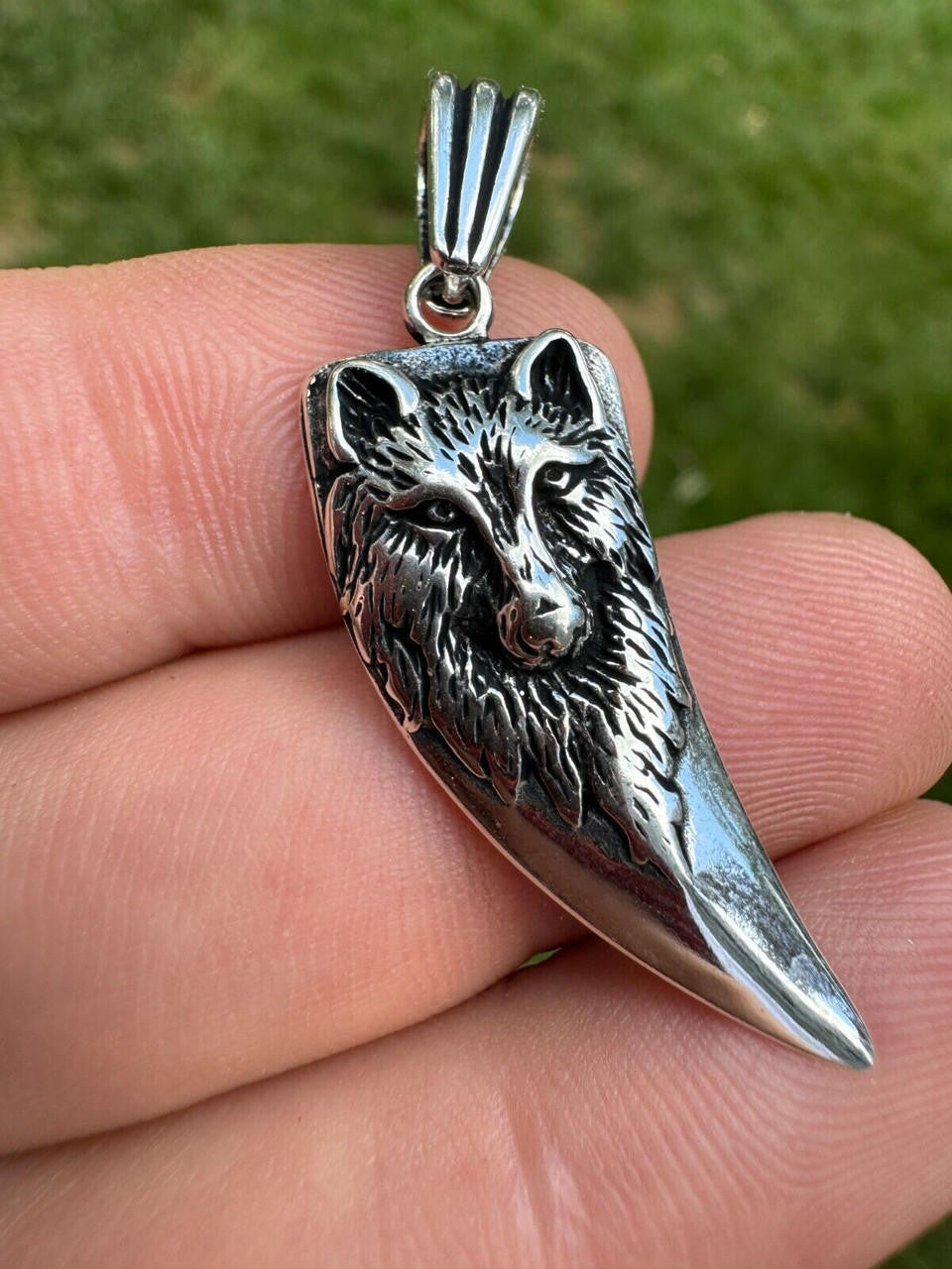 HarlemBling Solid 925 Silver / Gold Plated Oxidized Wolf Fang Tooth Viking Pendant Necklace