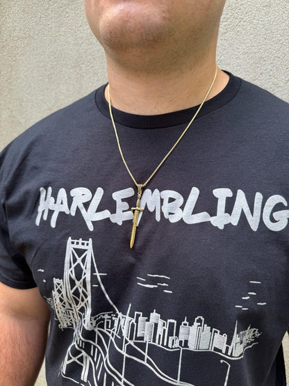 HarlemBling Solid 925 Silver / Gold Plated Roman Gladiator Sword Dagger Pendant Necklace