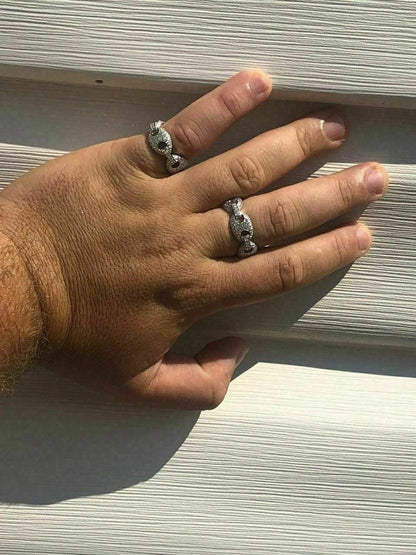 HarlemBling Solid 925 Silver Gucci Link Diamond RING Band Size 6 7 8 9 10 11 12 13 Pinky ICY