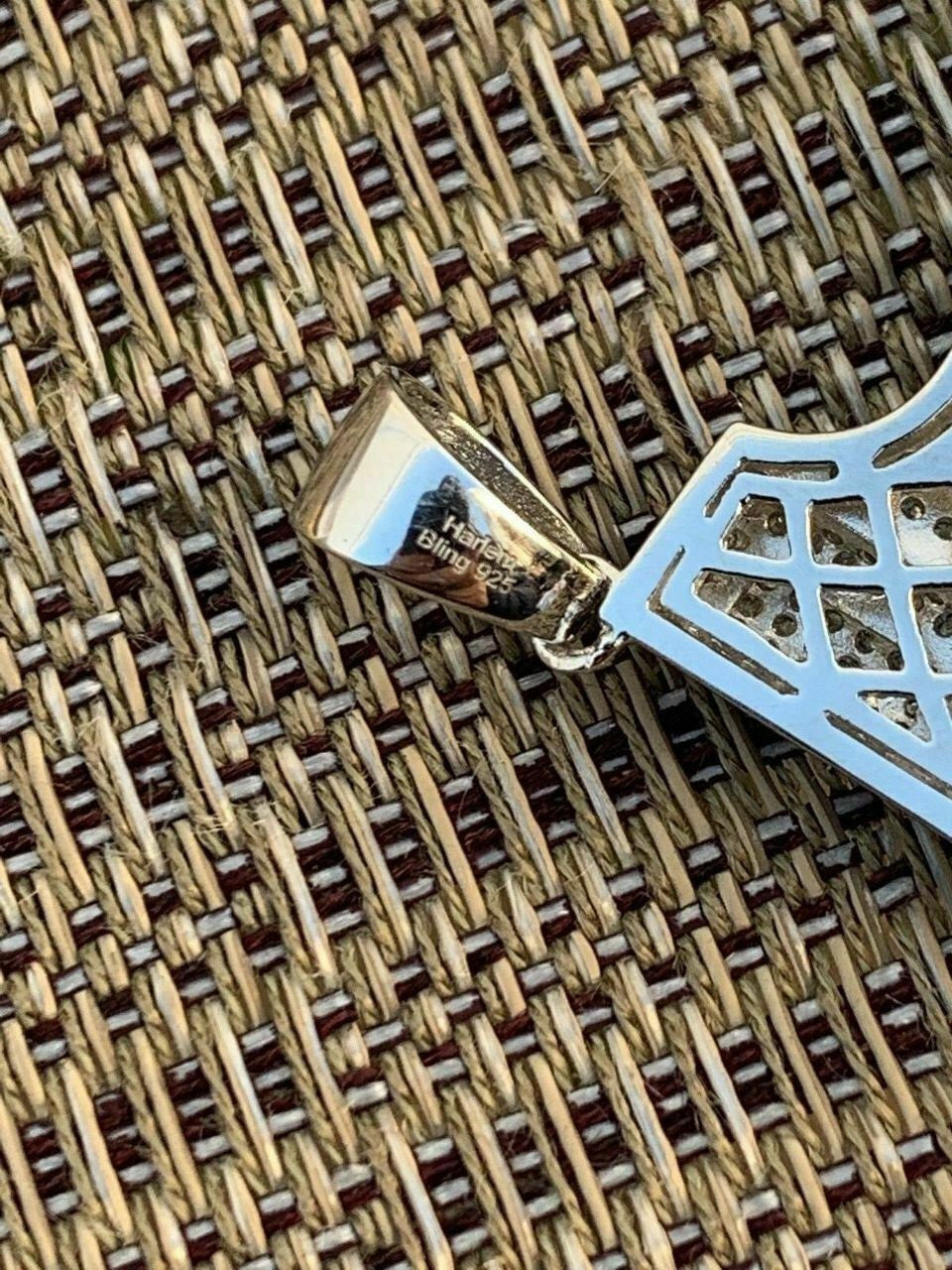 HarlemBling Solid 925 Silver Gun Pendant 9mm Pistol Pendant W Rope Chain Large 2 SUPER ICY