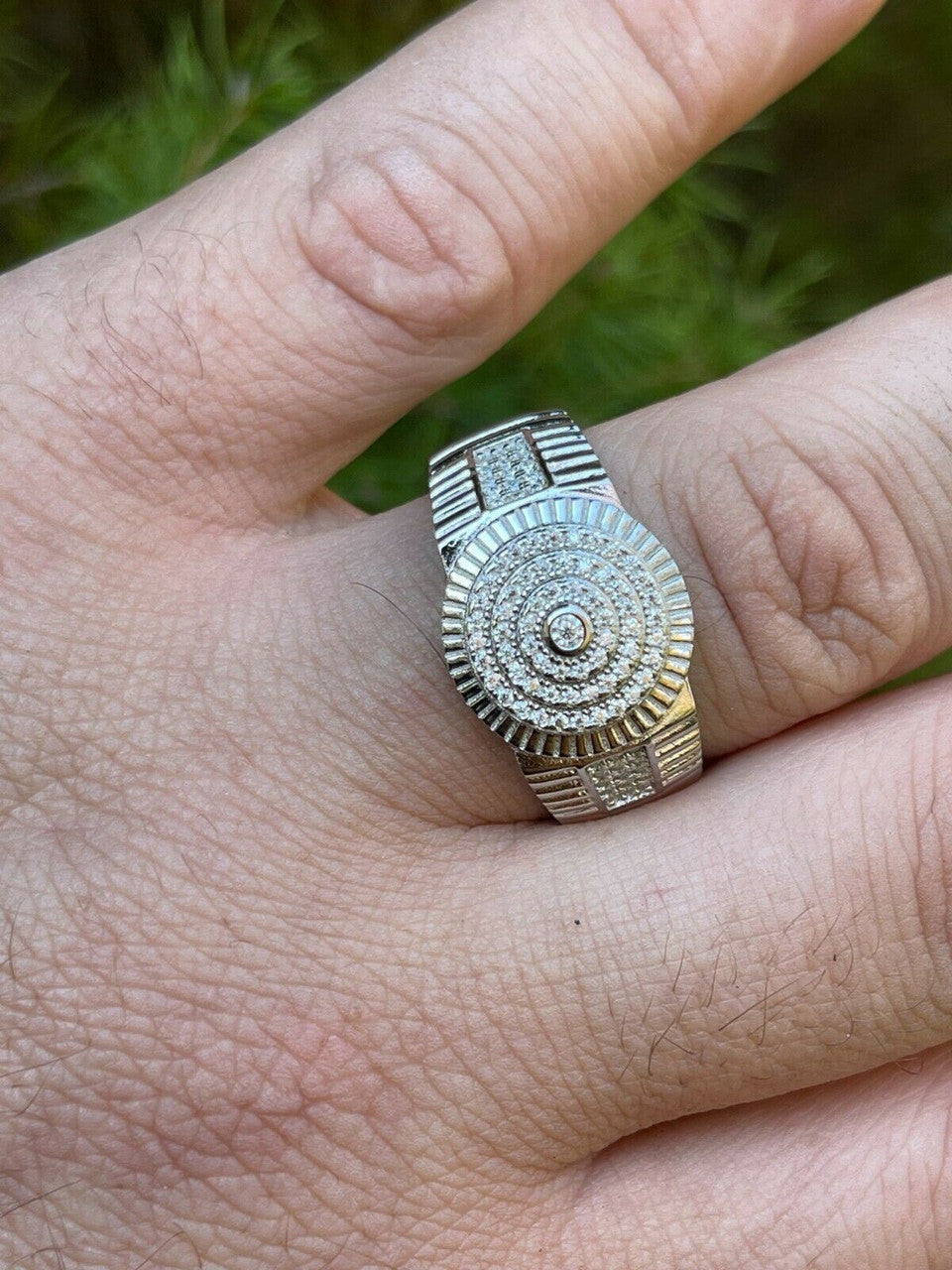 HarlemBling Solid 925 Silver Hip Hop Iced Moissanite Pinky Ring REAL Stone Pass Diamond Test