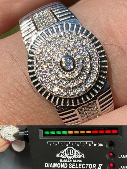 HarlemBling Solid 925 Silver Hip Hop Iced Moissanite Pinky Ring REAL Stone Pass Diamond Test