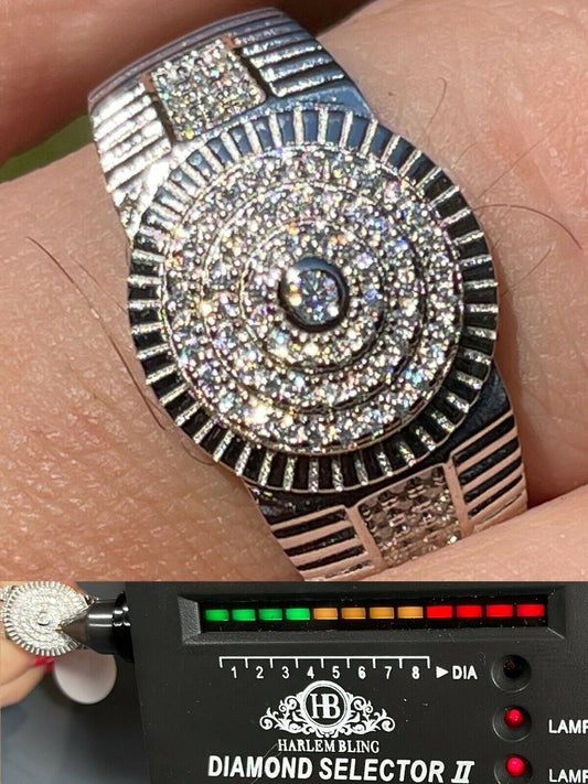 HarlemBling Solid 925 Silver Hip Hop Iced Moissanite Pinky Ring REAL Stone Pass Diamond Test