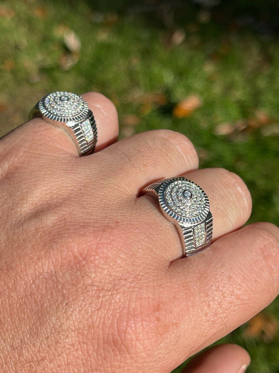 HarlemBling Solid 925 Silver Hip Hop Iced Moissanite Pinky Ring REAL Stone Pass Diamond Test