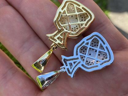 HarlemBling Solid 925 Silver Hip Hop Money Bag Emoji Pendant Necklace Iced Dollar Sign