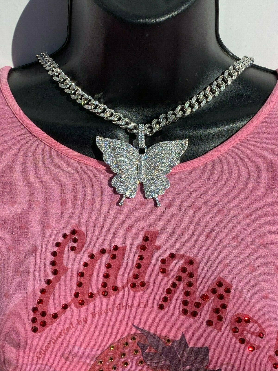 HarlemBling Solid 925 Silver HUGE Iced 2.5 Butterly Hip Hop Pendant For Men Ladies Necklace